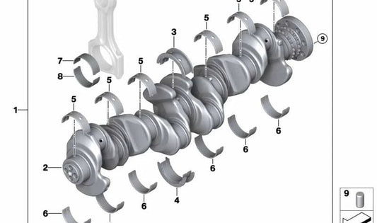 Guida bianca a bucce cuscinetti per BMW E81, E82, E87N, E88, F20, F21, F22, E90, E91, E92, E93, F30, F31, F34, F32, F33, F36, F07, F10, F11, F06, F12, F13, F01N, F02N, E84, E83N, F25, F26, E70N, F15, E71, F16 (OEM 11217803506). BMW originale.