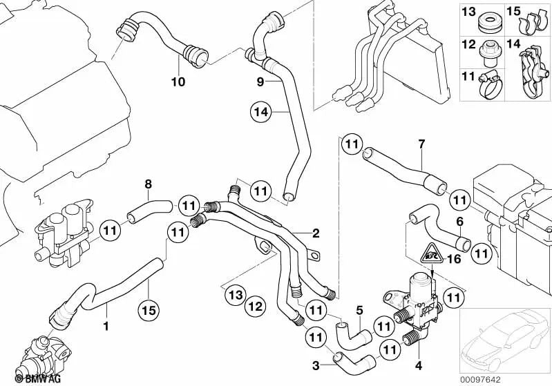 Formed hose for BMW 7 Series E65, E66 (OEM 64128384909). Original BMW.