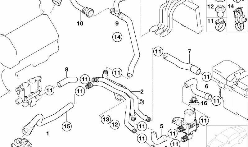 Soporte de tubo OEM 64216904030 para BMW E81, E82, E87, E88, E36, E90, E91, E92, E93, E39, E60, E61, F10, G30, G31, E63, E64, F06, F12, F13, E38, E65, E66, G11, G12, E84, E70, F85, E71, F86 y MINI R50. Original BMW y MINI.