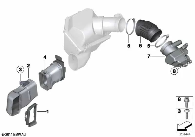 Conducto de aire OEM 13717843277 para BMW F10 M5, F06 M6, F12 M6, F13 M6. Original BMW.