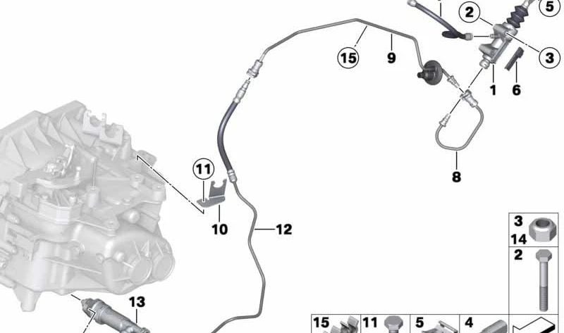 Cilindro receptor de embrague OEM 21526770600 para MINI R55 Clubman, R56 Cooper, Cooper S… y más. Original MINI.