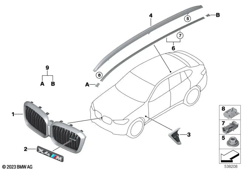 Clip pour BMW X4, F98, G02 (OEM 51137478600). BMW d'origine.