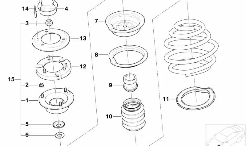 Elass Elast Cumphere OEM 31336778544 per BMW E46, E85, E86. BMW originale.