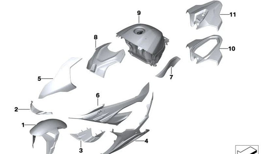 Cubierta colín Lightwhite Uni OEM 77317109018 para BMW Motorrad S 1000 RR (K67) 2022-2024. Original BMW Motorrad.