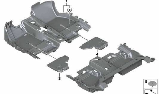 Adjunto gomaespuma zona pies delantero derecho OEM 51477308800 para MINI F55, F54, F65... y más. Original MINI.