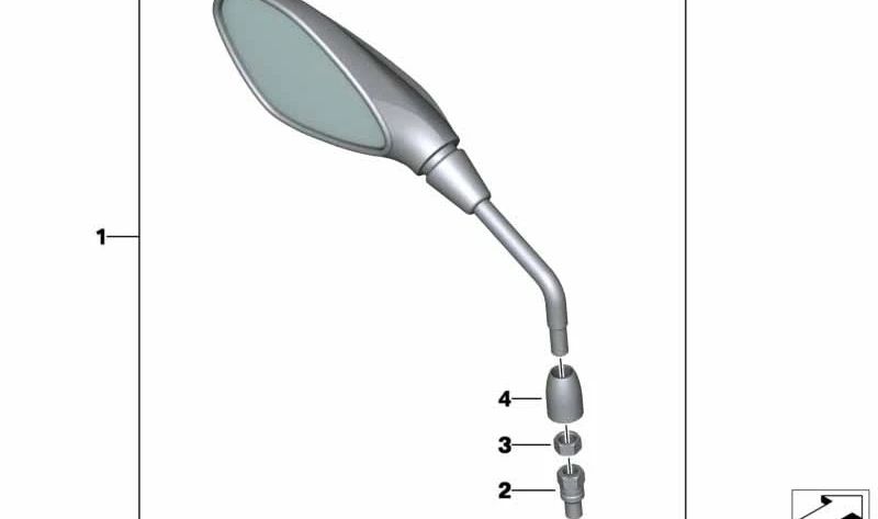 Miroir de recul gauche OEM 51168567453 pour les motos BMW F 750 GS, F 850 GS, F 900 XR, R 1200 R, R 1250 R ... et plus. BMW original Motorrad.