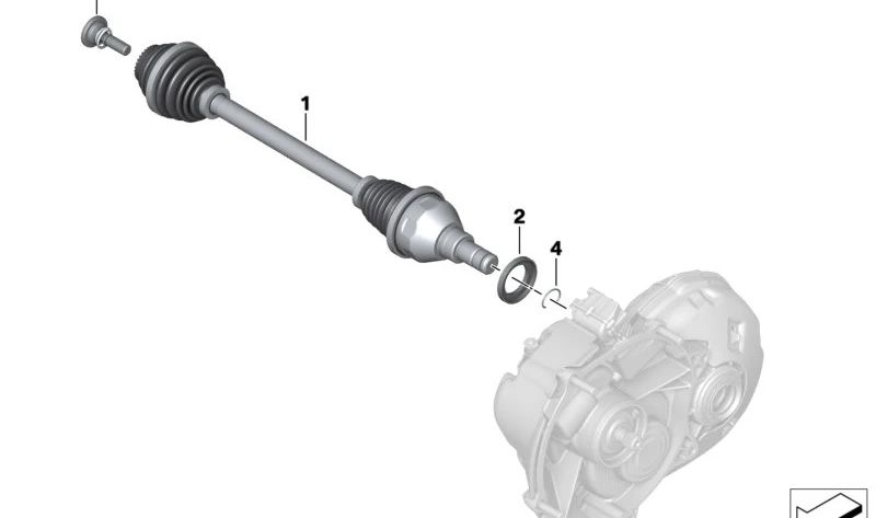 Árbol de salida delantero derecho OEM 31608742386 para MINI F56 BEV, F56 BEV LCI, F57 BEV. Original MINI.