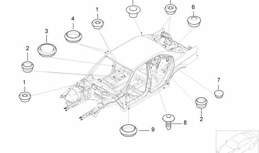 OEM closing plug 51718138511 for BMW E30, E34, E39, E60, E61, E63, E64. Original BMW spare.