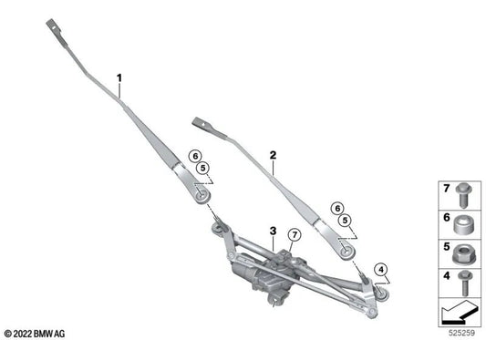 Braço do limpador de pára -brisa para BMW X1 U11, U12 (OEM 61619478846). BMW original