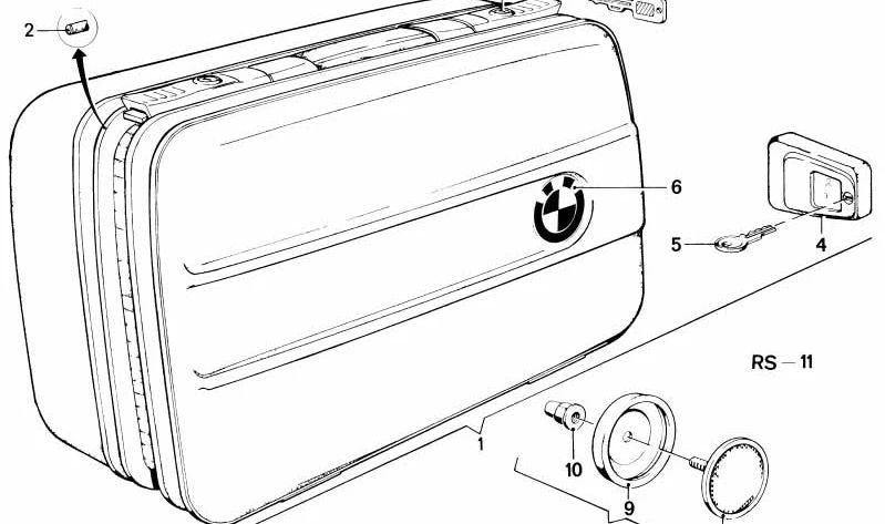 Maleta lateral izquierda OEM 46542300057 para BMW R50. Original BMW Motorrad.