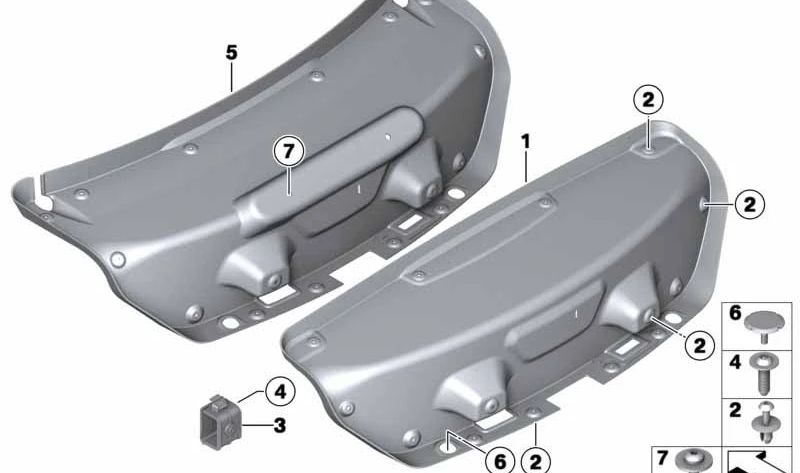 Revestimiento interior portón trasero OEM 51497273664 para BMW F12, F13, F06. Original BMW.