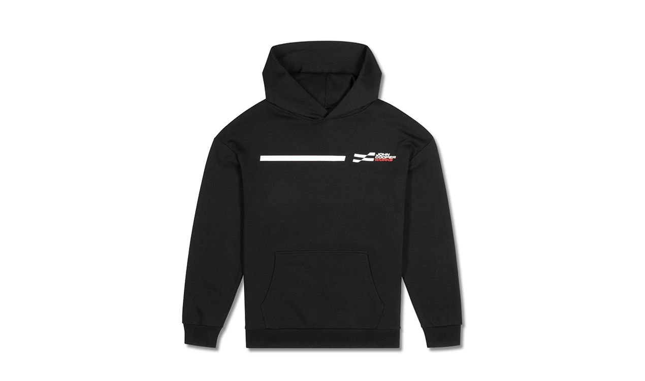Sudadera con capucha JCW Logo OEM 80145B54ED7 para MINI F54, F55, F56, F57, F60. Ropa oficial MINI, diseño John Cooper Works. Original MINI.