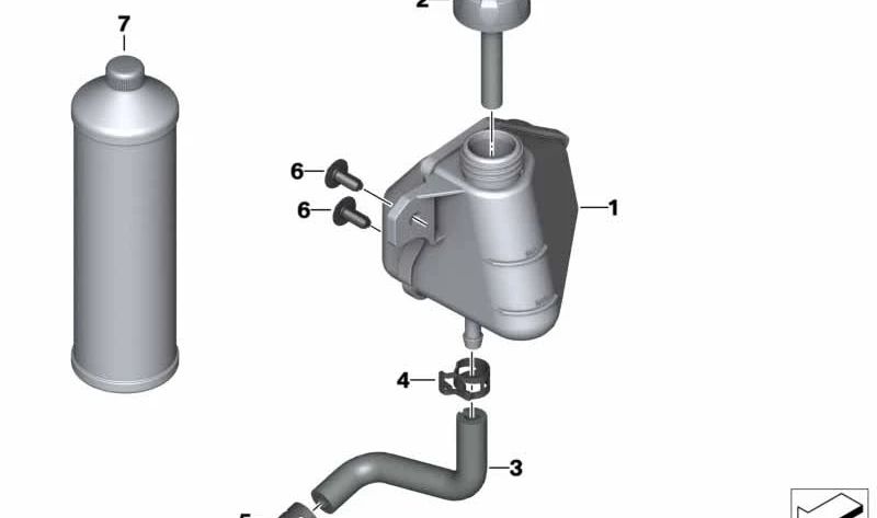 Depósito de expansión refrigerante OEM 17117679343 para BMW Motorrad F 700 GS, F 650 GS, F 800 GS y F 800 GS Adventure. Compatible con modelos FK70, FK72 y FK75. Original BMW Motorrad.