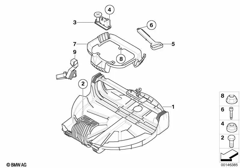 Notradschale per BMW X3 E83N (OEM 51713428665). BMW originale.