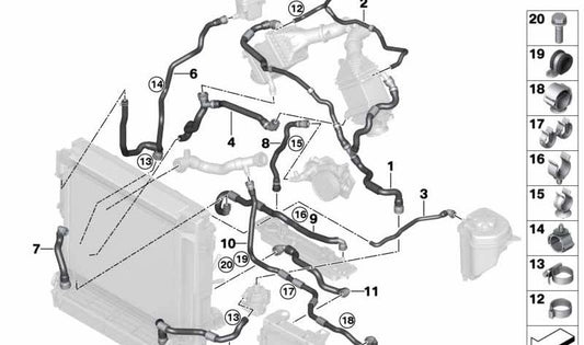 OEM 17127850101 Wasserpumpe Turboschlauch für BMW F85, F86. Original BMW Stück.