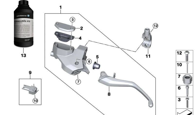 Tuerca hexagonal autoblocante OEM 32727680378 para BMW Motorrad F 650 CS, F 700 GS, F 800 GT, F 800 GS, F 800 R. Original BMW Motorrad.
