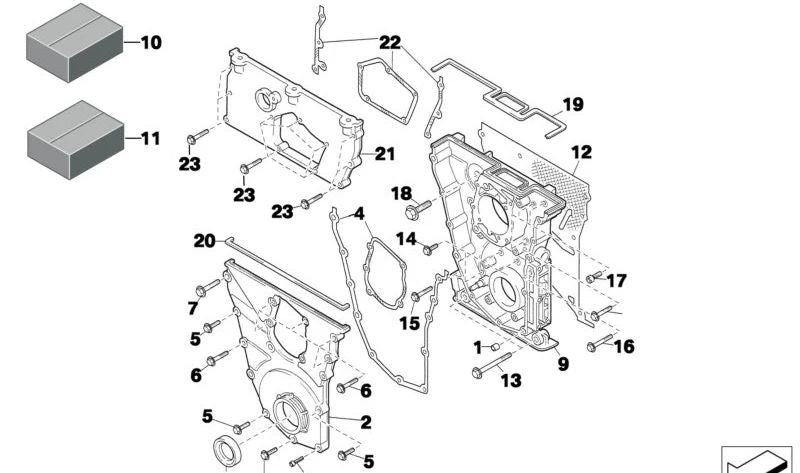 Carter inferior de la cadena OEM 11141416272 para BMW E31, E32, E34, E38, E39, E53. Original BMW.