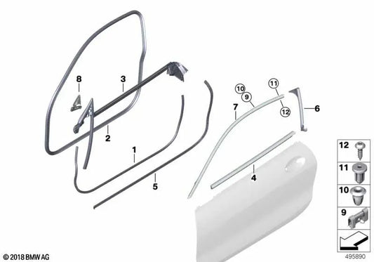 Listón, marco lateral izquierdo OEM 51767456087 para BMW G15 840i, F92 M8 Competition... y más. Original BMW.