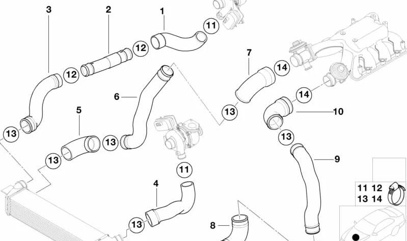 Tubo de presión OEM 11612249270 para BMW E38. Original BMW.