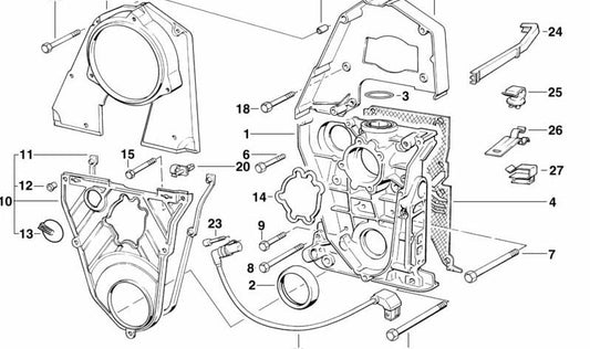 OEM Crankshaft axis 11141714619 for BMW E30, E34, E36. Measures 42x52x8 mm. Compatible with M40 engines. Original BMW.