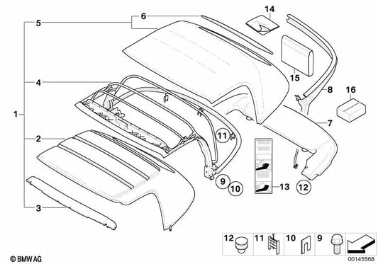 Envoltura protectora OEM 54347012748 en color negro para BMW Z8 E52 (12/1998 - 07/2003). Original BMW.