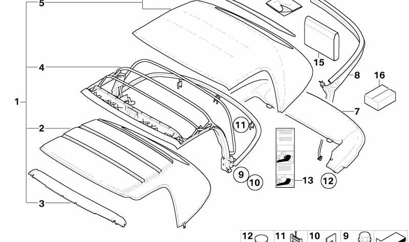 Junta de sellado OEM 54348266953 para BMW E52. Original BMW.