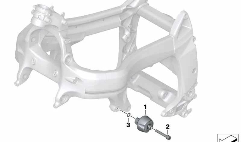 Protezione antirimbalzo destra OEM 46717687730 per moto BMW K 1200 S, K 1200 R, K 1300 R. BMW Motorrad originale.