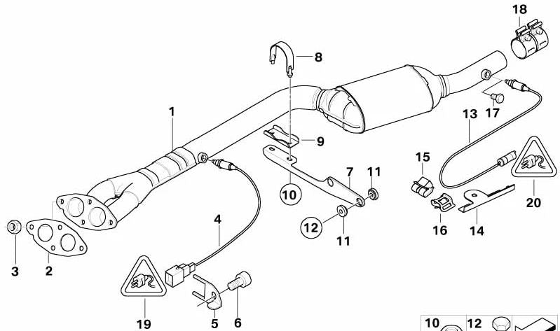 Abrazadera superior del tubo de escape OEM 18203422989 para BMW E83. Original BMW.