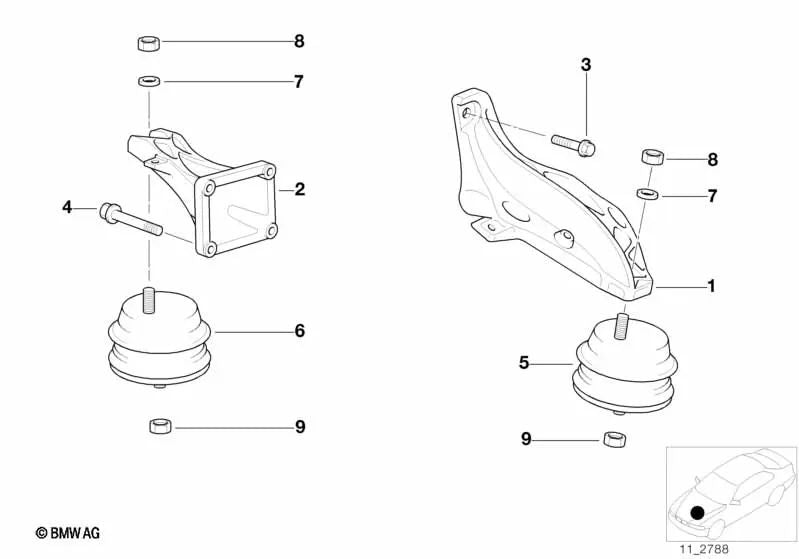 Support gauche pour la série BMW 3 E36 (OEM 11811139821). BMW d'origine.