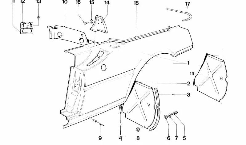 Right rear fin OEM 41352165142 for BMW E26. Original BMW.