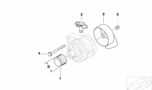 Generator Pulley OEM 12317570152 für BMW E82, E87, E88, E46, E90, E91, E92, E60, E61, E63, E64, E65, E66, E85. Original BMW.
