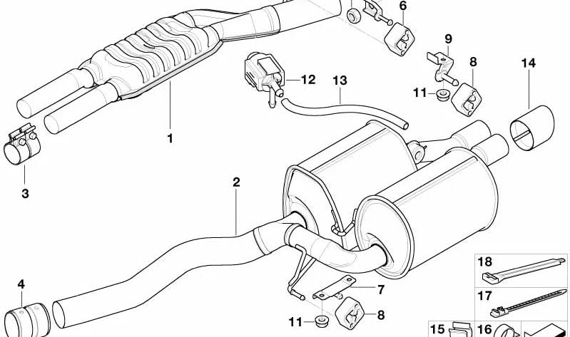 Embellecedor de escape negro cromado para BMW E60N (OEM 18307839270). Original BMW.