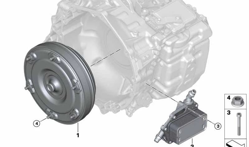 Convertidor de par OEM 24428662292 para BMW X1 (F48 xDrive25d) y BMW X2 (F39 xDrive25d). Compatible con modelos automáticos con tracción total fabricados entre 2015 y 2019. Original BMW.
