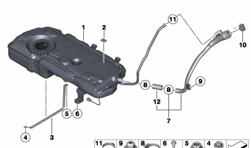 Tornillo hexagonal con brida M8x40 OEM 07119905067 para BMW E60, E61, F07, F10, F11, F18, F06, F12, F13, y MINI R55, R56, R60, R61. Original BMW y MINI.