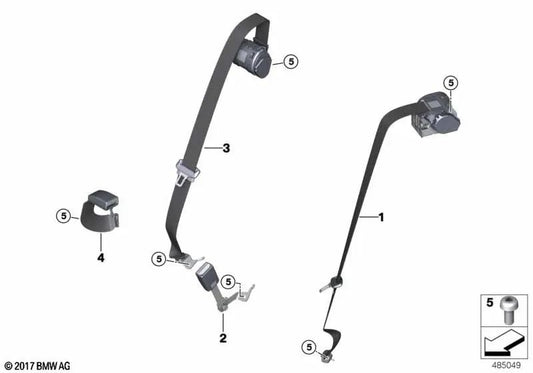 Cinturón de seguridad trasero OEM 72117431247 para BMW G32 620d, 630d, 630d xDrive... y más. Original BMW.