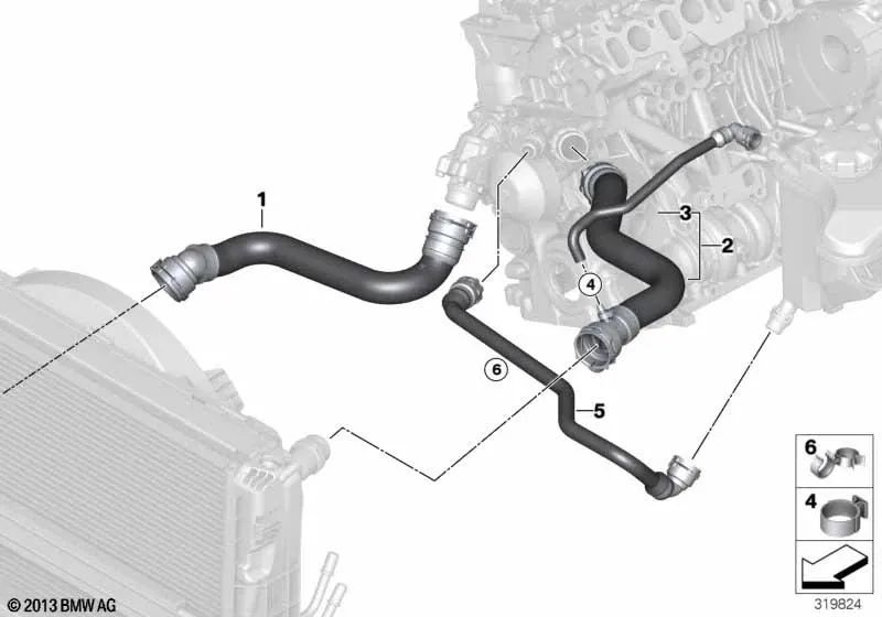Radiador superior do BMW E81, E82, E87N (OEM 17127796869). BMW original