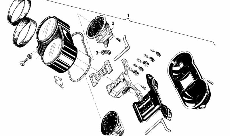 Cuadro de instrumentos / cuentakilómetros OEM 62121244050 para BMW E21. Original BMW.