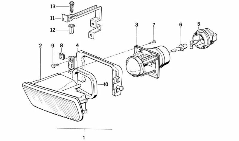 Verre de balise avant droit 63171384234 pour BMW E34 518G, 518i (tous les modèles et variantes compatibles). BMW d'origine.