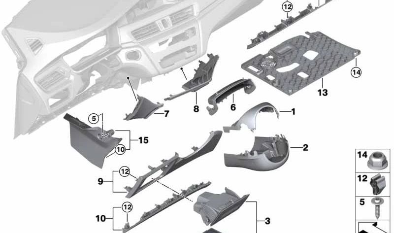 Compartimento abatible lateral conductor OEM 51459359235 para BMW X1 F48, F49. Color beige Canberra. Original BMW.
