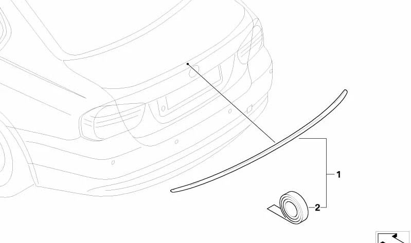 AILLE arrière imprimée OEM 51628044188 pour BMW 3 E92 {316i, 318i, 320d, 320d XDrive} (modèles fabriqués entre 01.03.2010 et 30.06.2013). BMW d'origine.