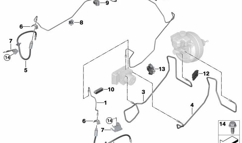 Tubería de freno OEM 34306891447 para BMW G20, G20N, G21, G21N, G22, G22N, G23, G23N, G26, G26N. Original BMW.