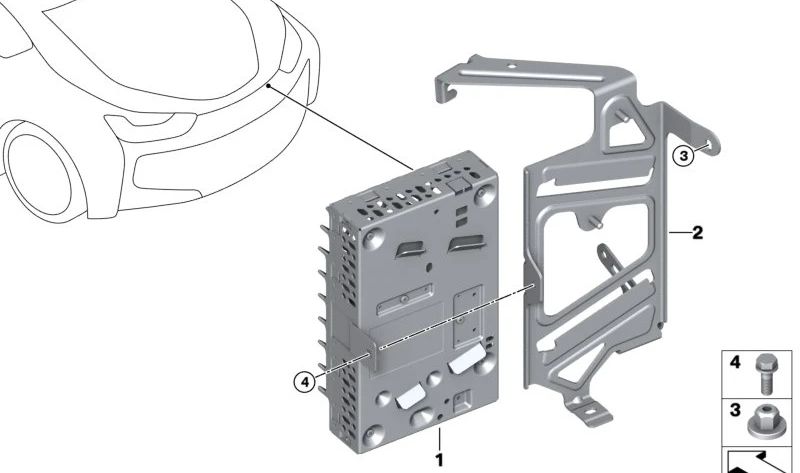OEM amplifier support 65159301692 for BMW I12, I15. Original BMW.