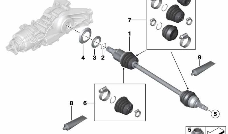 Juego de reparación fuelle interior OEM 33209806551 para MINI Countryman R60, Paceman R61. Original MINI.