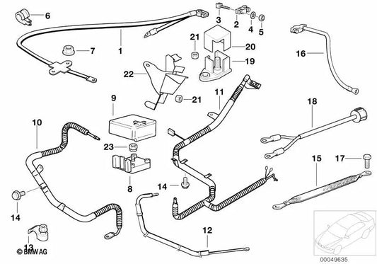 Cavo batteria positivo OEM 12421741383 per BMW Serie 7 E38 730i, 740i... e altro ancora. BMW originale.
