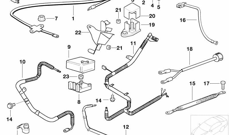 Cable positivo alternador OEM 12421741280 para BMW E38 7er. Original BMW.