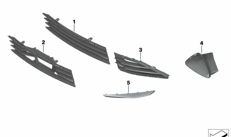 Rejilla de entrada de aire central OEM 51117420985 para BMW G14, G15, G16. Original BMW.