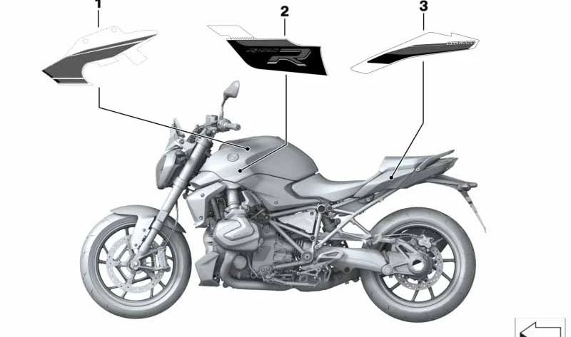 Dekoration hinten links OEM 51149829495 für BMW Motorrad R 1200 R, R 1250 R (K53). Original BMW Motorrad.