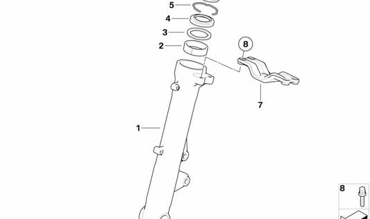 Tubo deslizante derecho OEM 31428523260 para BMW Motorrad F800GT (K71), F800S, F800ST. Original BMW Motorrad.