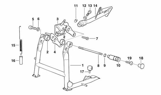 OEM tension spring 46522314780 for center/side stand of BMW R1100GS, R1100R, R1100RS, R1100RT, R850GS, R850R, R850RT motorcycles. Original BMW Motorrad.