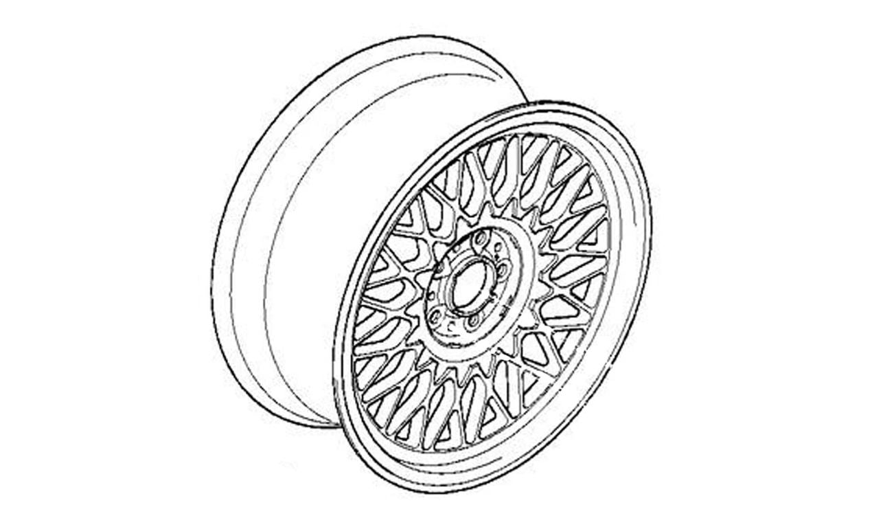 Llantas de aleación estilo radios cruzados Styling 5 OEM 36112225621 para BMW E30. Original BMW.